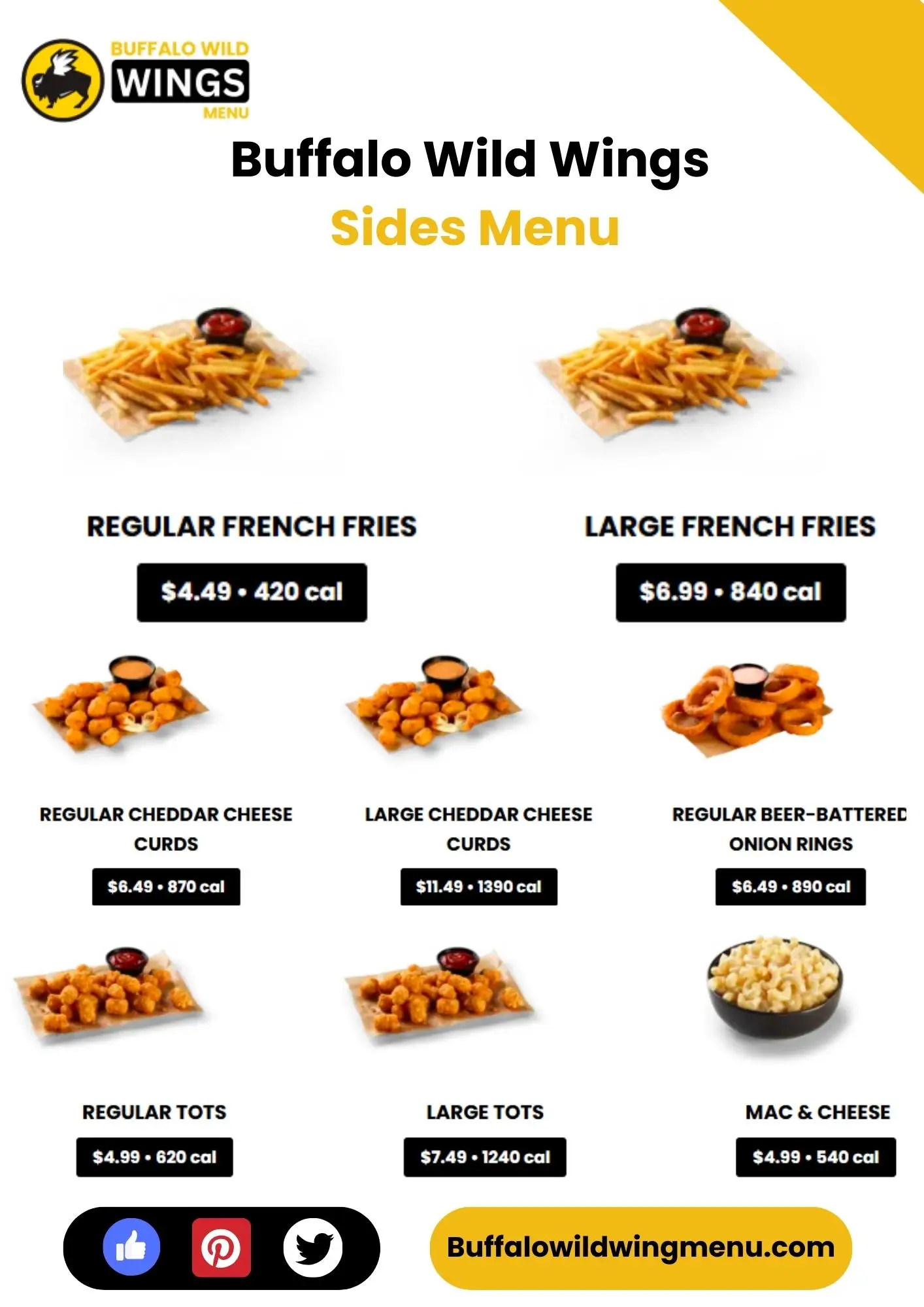 Buffalo Wild Wings sides Menu